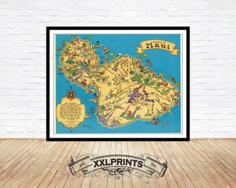 Maui classic map Etsy graphic about Printable Maps of Maui called Maui traditional map Etsy